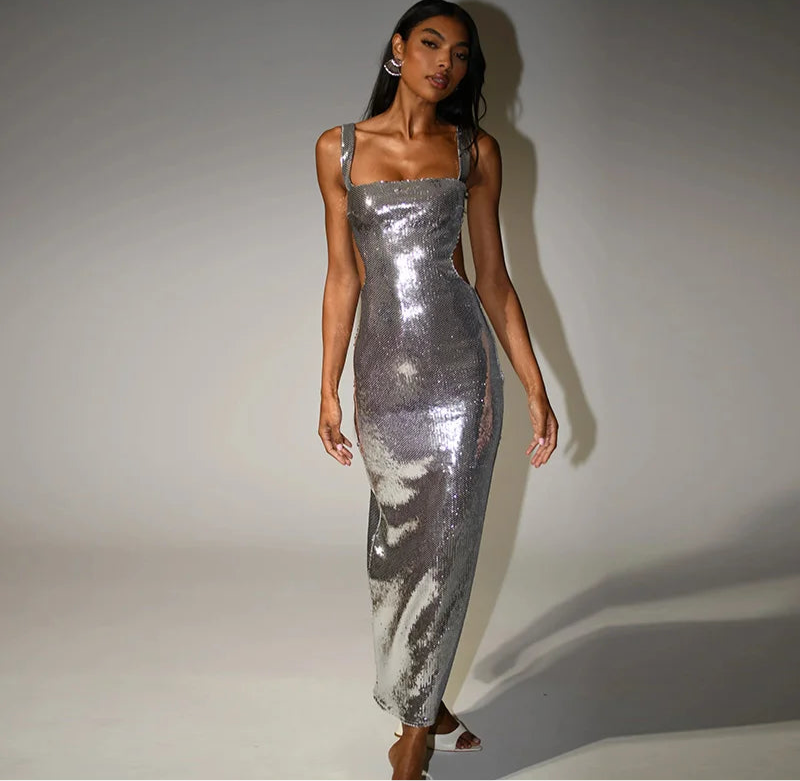 שמלת פאייטים גב פתוח דגם שילת