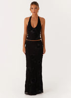 סט רקום חצאית מקסי וטופ הולטר גב חשוף דגם קרן