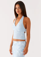 סט רקום חצאית מקסי וטופ הולטר גב חשוף דגם קרן