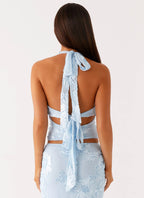 סט רקום חצאית מקסי וטופ הולטר גב חשוף דגם קרן