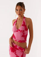 סט רקום חצאית מקסי וטופ הולטר גב חשוף דגם קרן