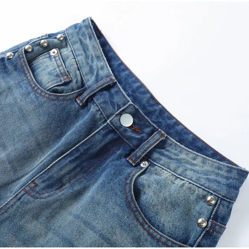 DAISY – ג'ינס בגזרה גבוהה עם פנינים בצד