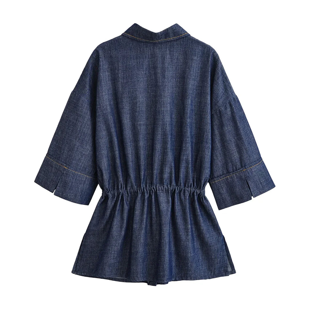 ג׳קט דנים קל עם קשירת מותן