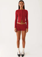 קרדיגן כפתורים צמוד בגזרה קצרה דגם מיה