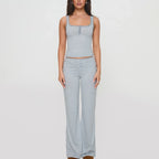 סט פסים Y2K עם גופייה ומכנסיים בגזרה נמוכה דגם גפן