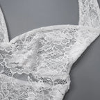 סט תחרה שקוף עם כתפיים חשופות וחצאית נשפכת דגם אביה