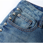 DAISY – ג'ינס בגזרה גבוהה עם פנינים בצד