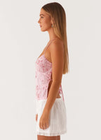 גופיית Slim Fit רקומה עם כתפיות מוצלבות דגם מרים