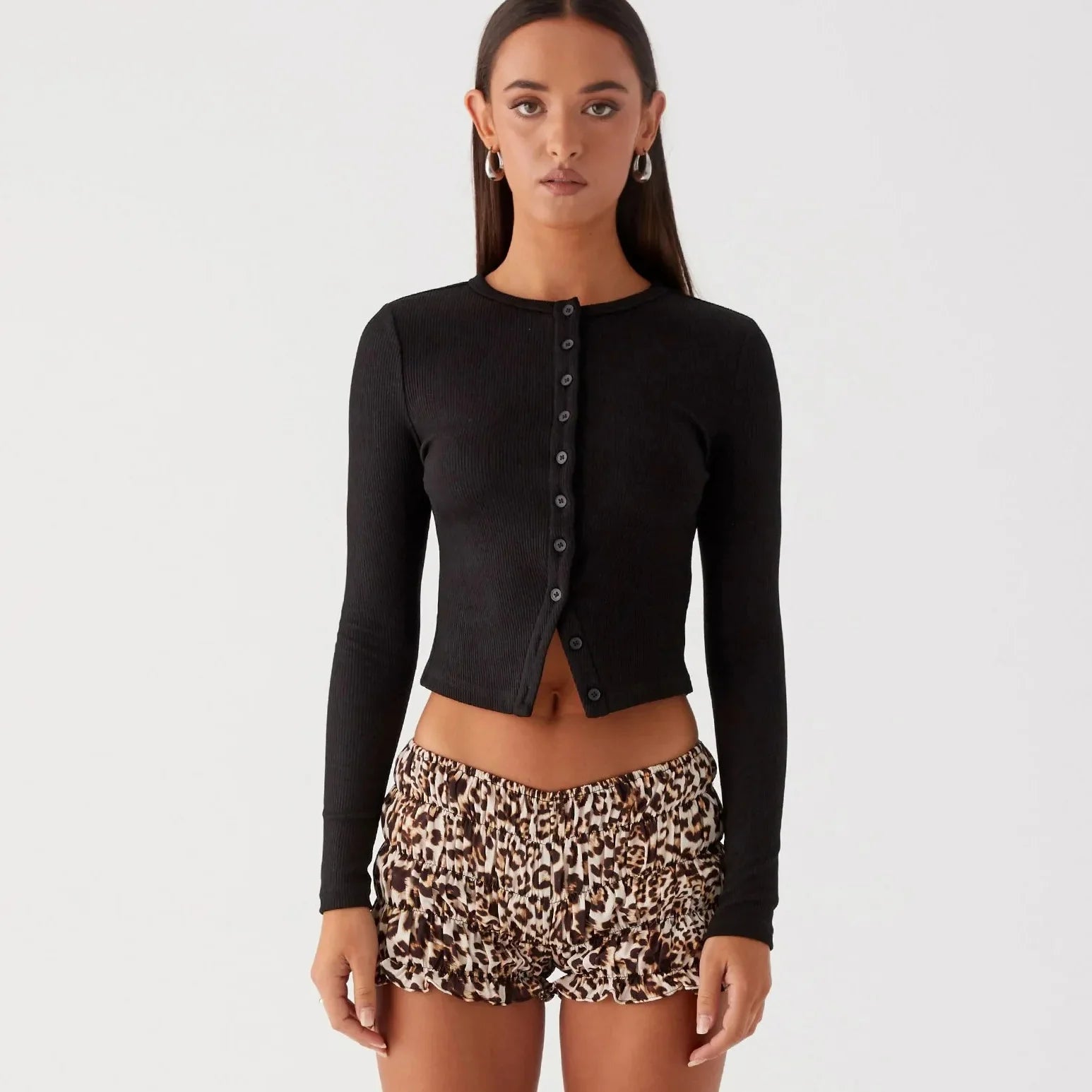 קרדיגן כפתורים צמוד בגזרה קצרה דגם מיה