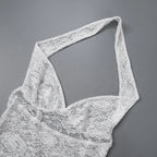 סט תחרה שקוף עם כתפיים חשופות וחצאית נשפכת דגם אביה