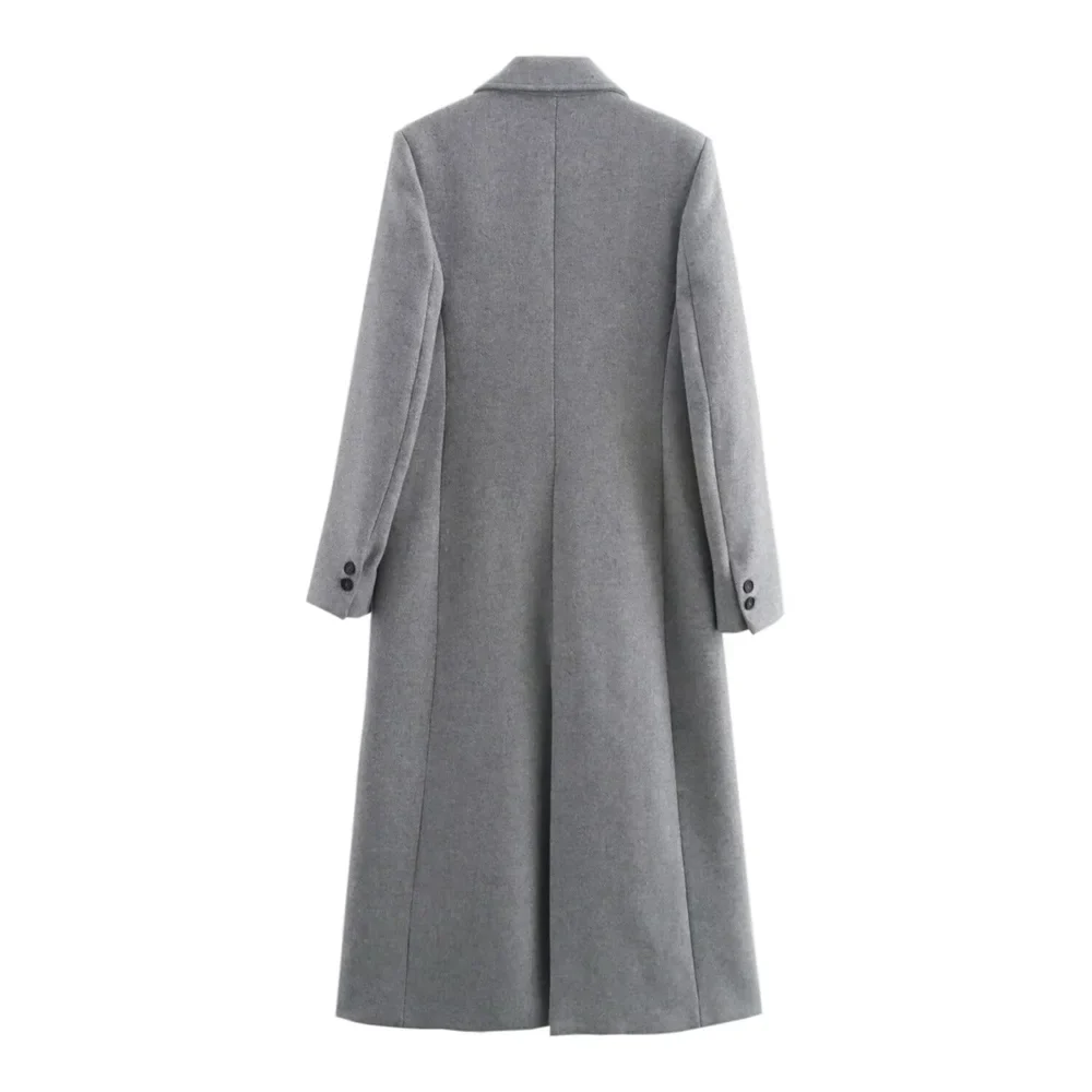 מעיל לונג אלגנטי בגזרת לאז’ר עם צווארון קלאסי