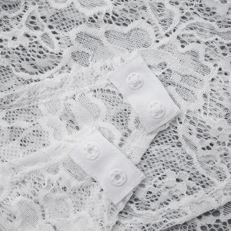 סט תחרה שקוף עם כתפיים חשופות וחצאית נשפכת דגם אביה