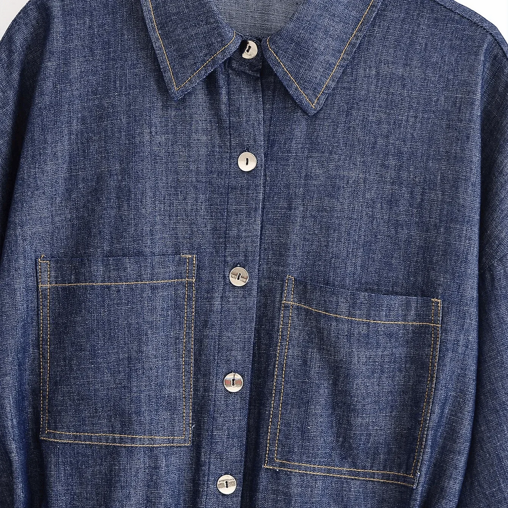 ג׳קט דנים קל עם קשירת מותן