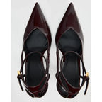 עקבים מבריקים עם שפיץ ורצועת קרסול דגם רונה