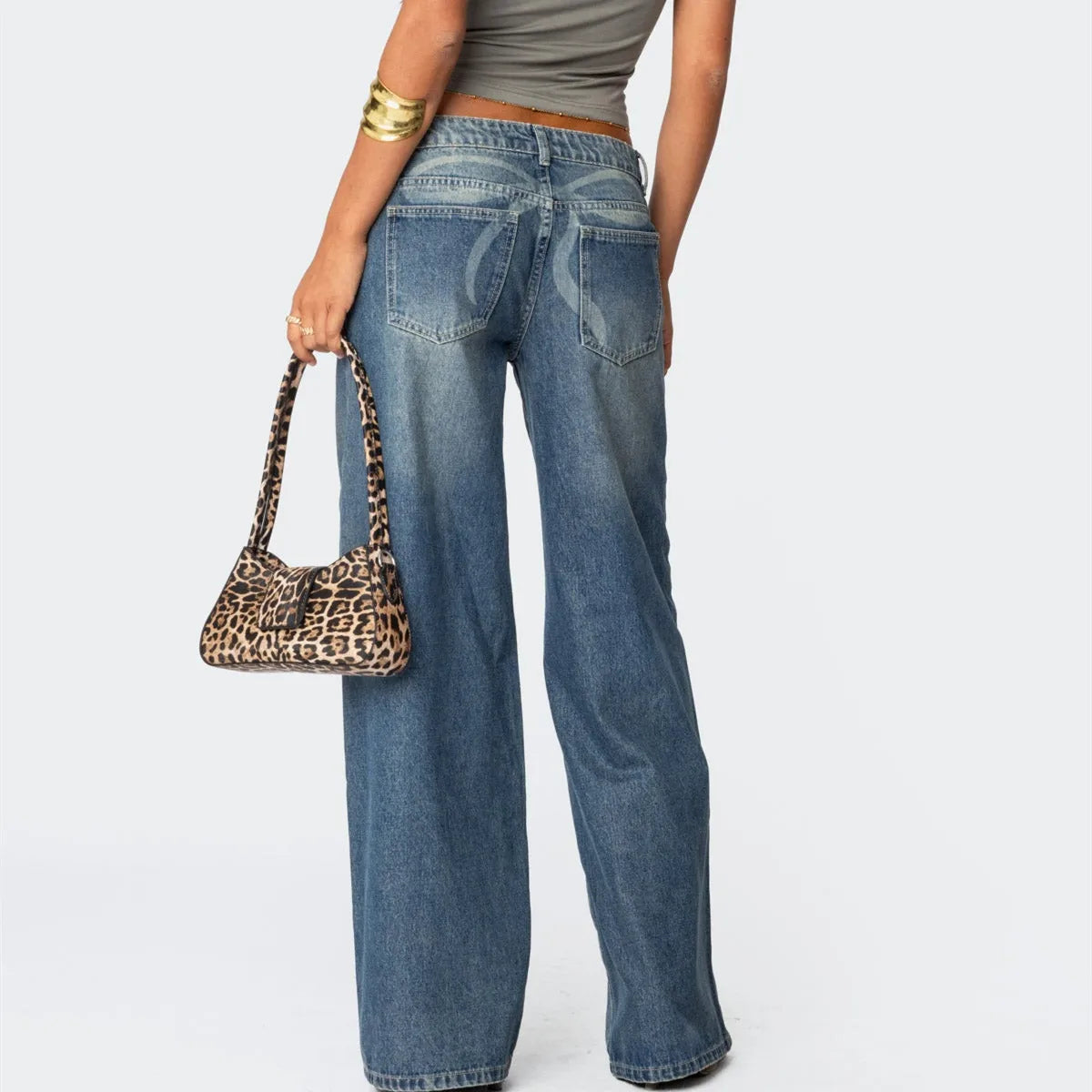 BOW FLOW – ג'ינס רחב עם הדפס פפיונים