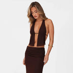 סט דו חלקי קרופ הולטר וחצאית מקסי דגם מקס