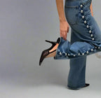 DAISY – ג'ינס בגזרה גבוהה עם פנינים בצד