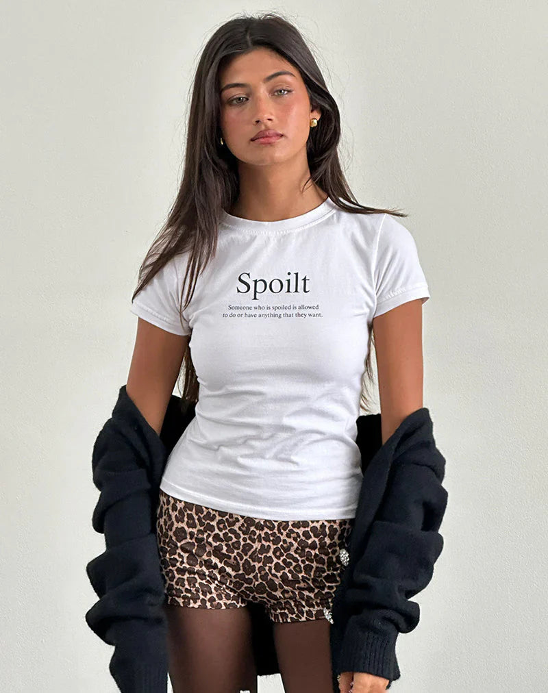 טי־שירט קרופ לבנה דגם נטע