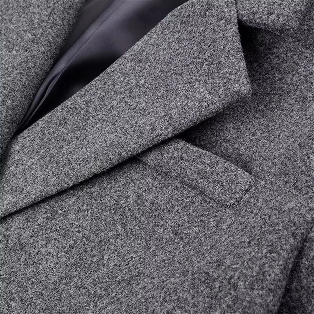 מעיל כפול שורת כפתורים בגזרת Long