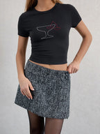 טי־שירט קרופ שחורה דגם עדי