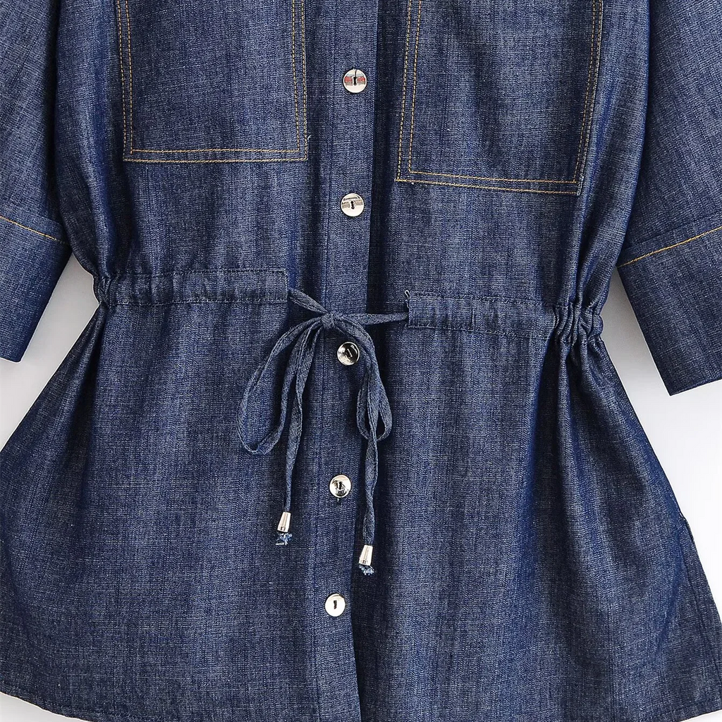 ג׳קט דנים קל עם קשירת מותן