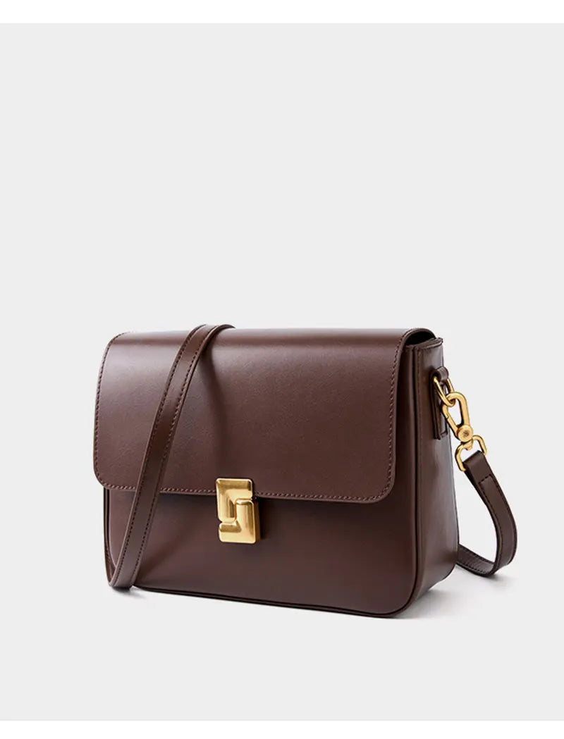 תיק ריבועי מעור אמיתי עם טאץ' יוקרתי דגם לין