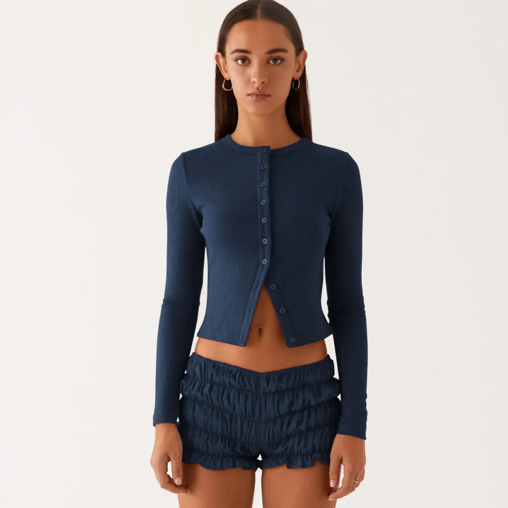 קרדיגן כפתורים צמוד בגזרה קצרה דגם מיה