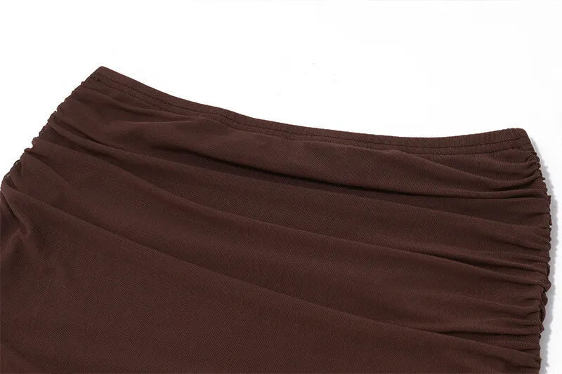 סט דו חלקי קרופ הולטר וחצאית מקסי דגם מקס