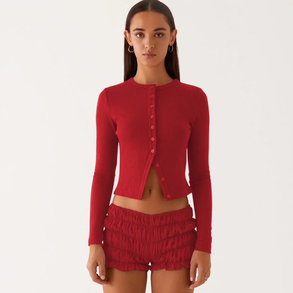 קרדיגן כפתורים צמוד בגזרה קצרה דגם מיה