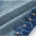 DAISY – ג'ינס בגזרה גבוהה עם פנינים בצד