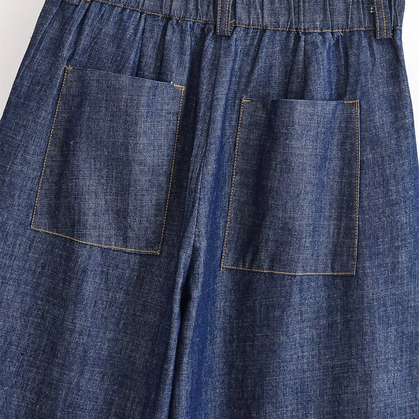 סט דנים אלגנטי עם קשירת מותן ומכנס רחב